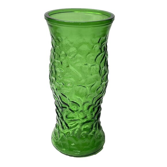 Other - Emerald Green‎ Crinkle Glass Vase Mid-Century  Hoosier Glass MCM Made in USA